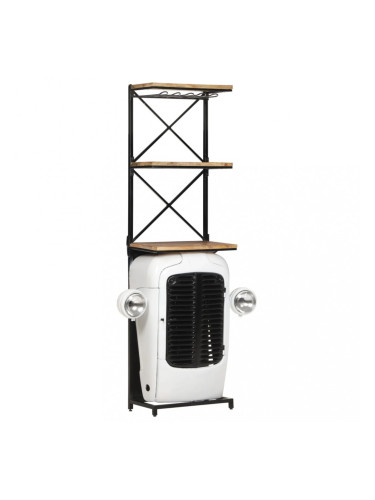 Sonata Шкаф за вино "Трактор", бял, 49x31x170 см, грубо мангово дърво