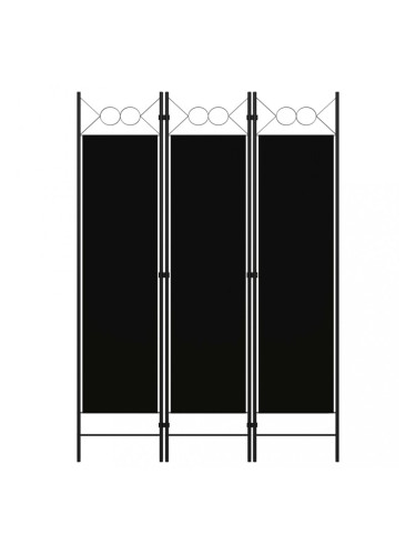Sonata Параван за стая, 3 панела, черен, 120x180 см