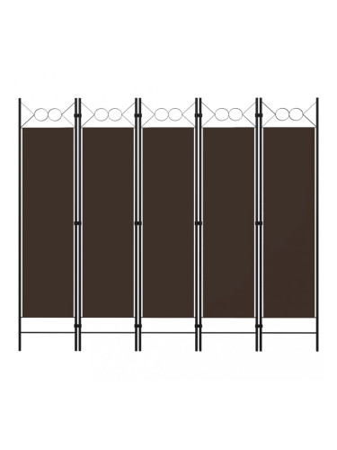 Sonata Параван за стая, 5 панела, кафяв, 200x180 см