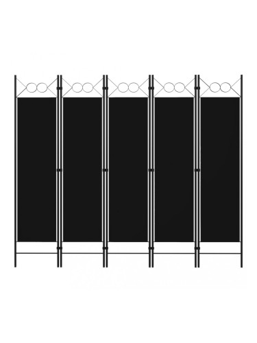 Sonata Параван за стая, 5 панела, черен, 200x180 см