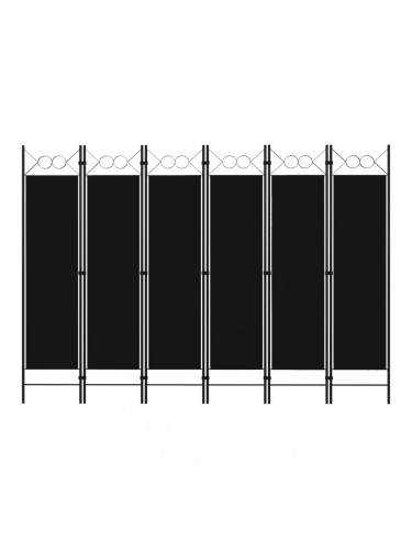Sonata Параван за стая, 6 панела, черен, 240x180 cм