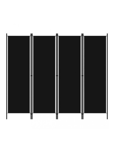 Sonata Параван за стая, 4 панела, черен, 200x180 см