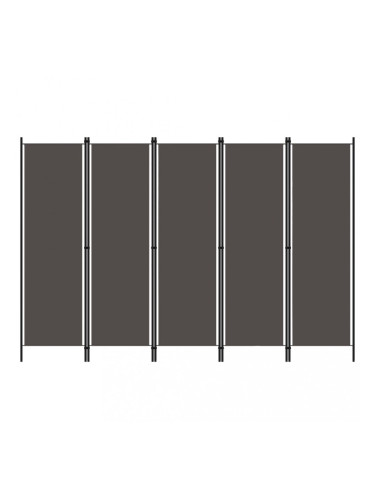 Sonata Параван за стая, 5 панела, антрацит, 250x180 см
