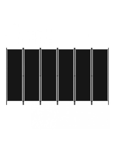 Sonata Параван за стая, 6 панела, черен, 300x180 cм