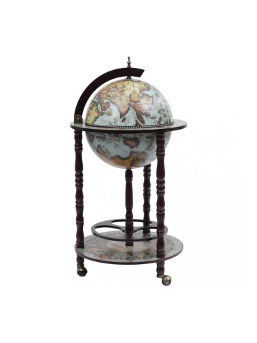 Sonata Глобус бар стойка за вино, евкалиптово дърво, син