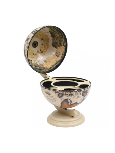 Sonata Глобус бар за плот стойка за вино, евкалипт, бял