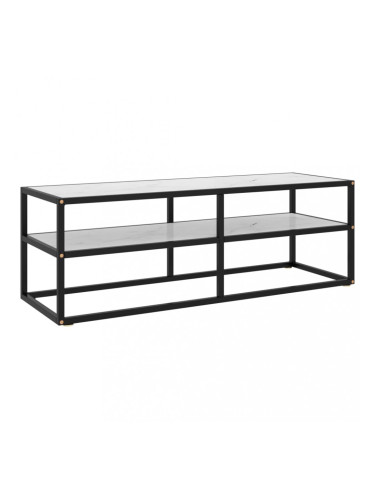 Sonata ТВ шкаф, черен, с бяло мраморно стъкло, 120x40x40 см