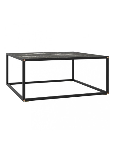 Sonata Маса за чай, черна, с черно мраморно стъкло, 80x80x35 см