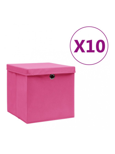 Sonata Кутии за съхранение с капаци 10 бр 28x28x28 см розови