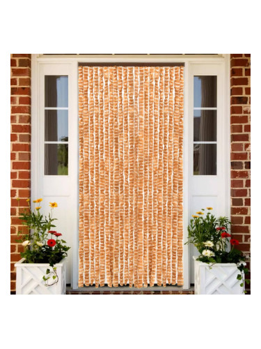 Sonata Завеса против насекоми, охра и бяло, 90х220 см, шенил