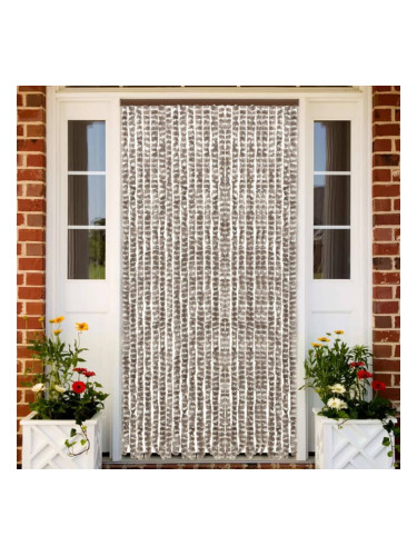 Sonata Завеса против насекоми, таупе и бяло, 100x220 см, шенил