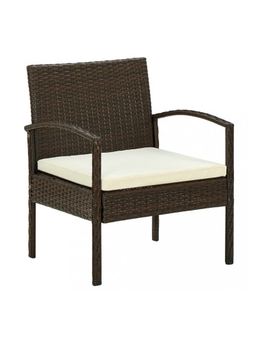 Sonata Градински стол с възглавница, полиратан, кафяв