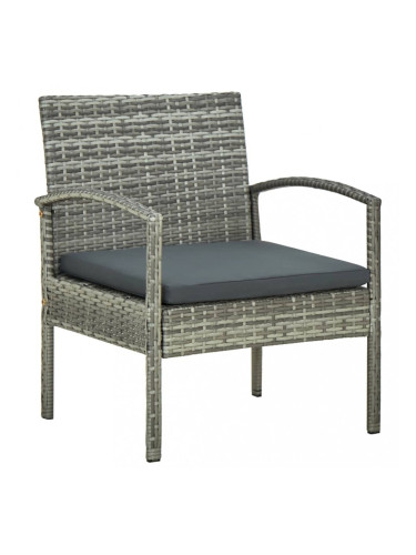 Sonata Градински стол с възглавница, полиратан, сив