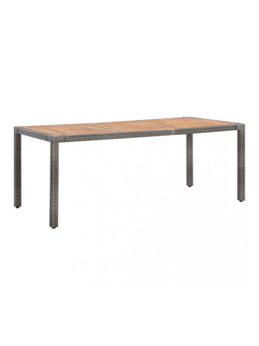 Sonata Градинска маса, сива, 190x90x75 см, полиратан и акация масив
