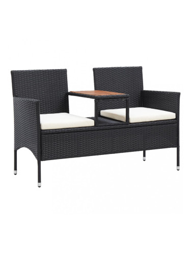Sonata 2-местна градинска пейка с маса за чай 143 см полиратан черна