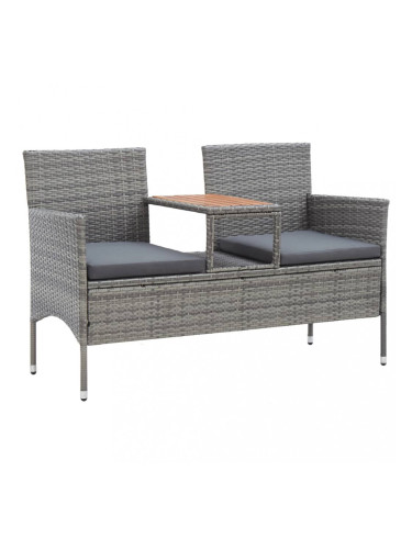Sonata 2-местна градинска пейка с маса за чай 143 см полиратан сива