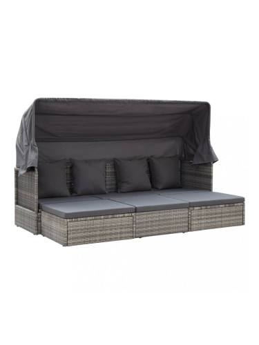 Sonata Градинско легло с покрив смесено сиво 200x60x124 см полиратан