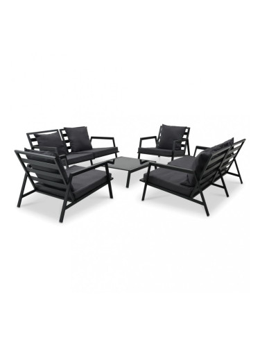 Sonata Градински комплект с възглавници, 5 части, алуминий, тъмносив