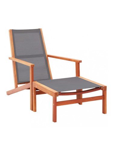 Sonata Градински стол с подложка за крака сив евкалипт масив textilene