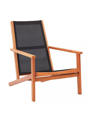 Sonata Градински релакс стол черен евкалиптово дърво масив и textilene