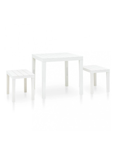 Sonata Градинска маса с 2 пейки, пластмаса, бяла