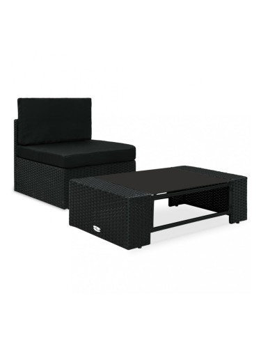Sonata Градински комплект, 2 части, полиратан, черен