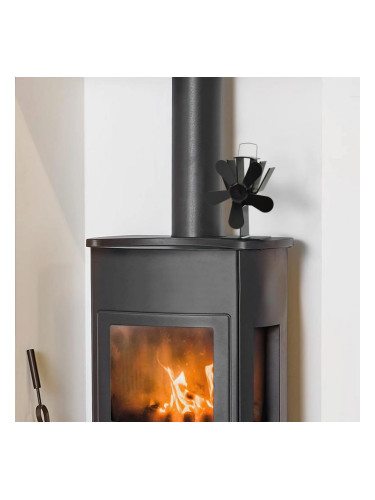 Sonata Вентилатор за печка за топъл въздух, 5 перки, черен