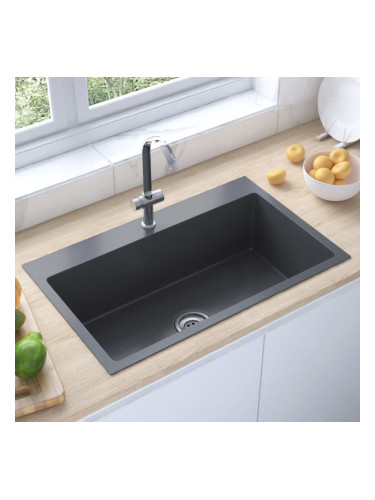 Sonata Ръчно изработена кухненска мивка отвор за смесител черна инокс