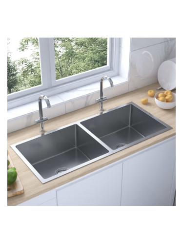 Sonata Ръчно изработена кухненска мивка с цедка, неръждаема стомана