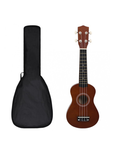 Sonata Укулеле сопрано с калъф, детско, тъмно дърво, 21"