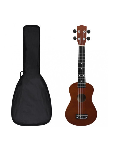 Sonata Уукулеле сопрано с калъф, детско, тъмно дърво, 23"