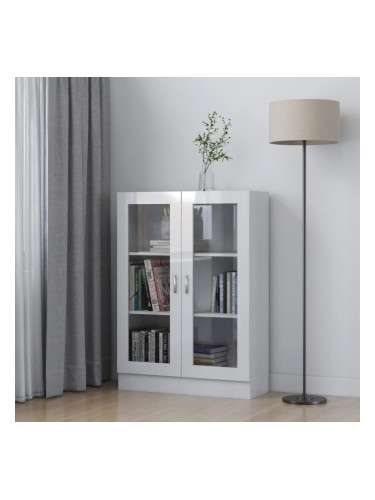 Sonata Шкаф витрина, бял гланц, 82,5x30,5x115 см, ПДЧ