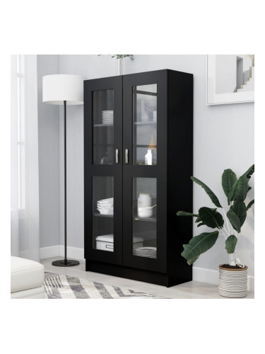 Sonata Шкаф витрина, черен, 82,5x30,5x150 см, ПДЧ