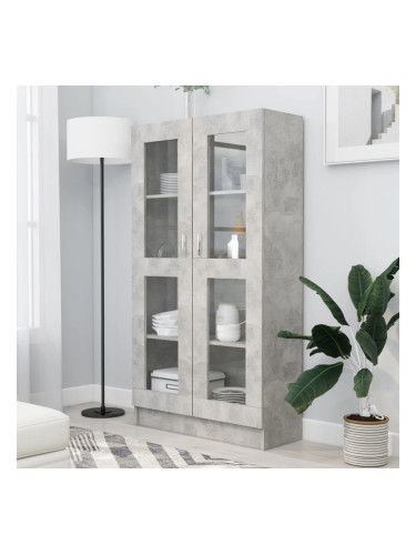 Sonata Шкаф витрина, бетонно сив, 82,5x30,5x150 см, ПДЧ
