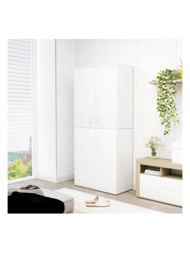 Sonata Шкаф за обувки, бял, 80x39x178 см, ПДЧ