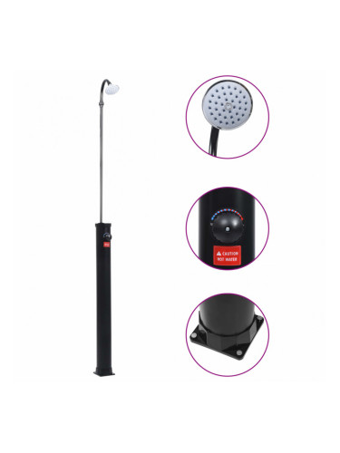 Sonata Градински соларен душ, черен, 215 см, 8 л