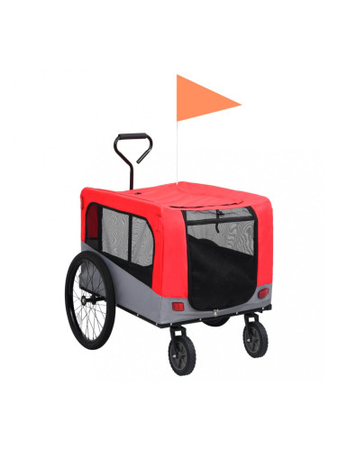 Sonata 2-в-1 Кучешко ремарке за велосипеди и джогинг, червено и сиво