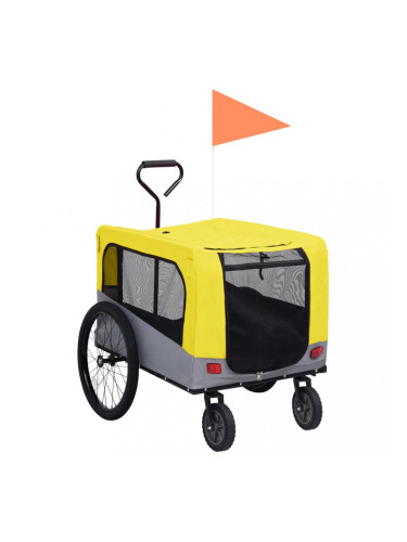 Sonata 2-в-1 Кучешко ремарке за велосипеди и джогинг, жълто и сиво