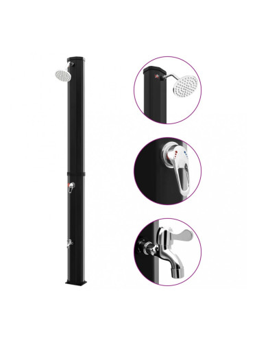 Sonata Градински соларен душ с душ слушалка и кранче, 35 л, черен