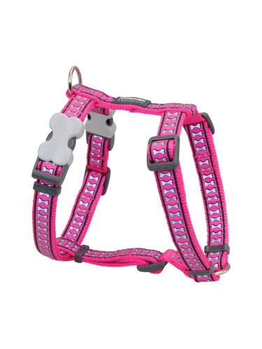 Каишка за Куче Red Dingo Розов Кост Светлоотразителен 30-48 cm Фуксия
