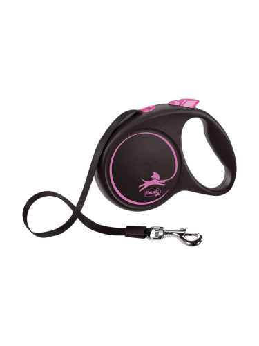 Кучешка Каишка Flexi BLACK DESIGN 5 m Розов Размер М