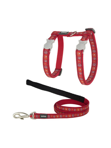 Cat Harness Red Dingo TicWatch Style, 21-35 cm