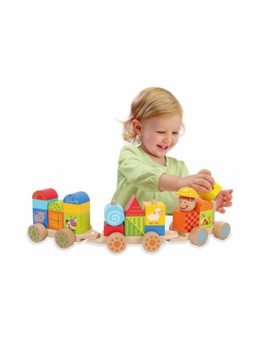 Бебешка играчка Moltó Happy Train 23 Части Дървен