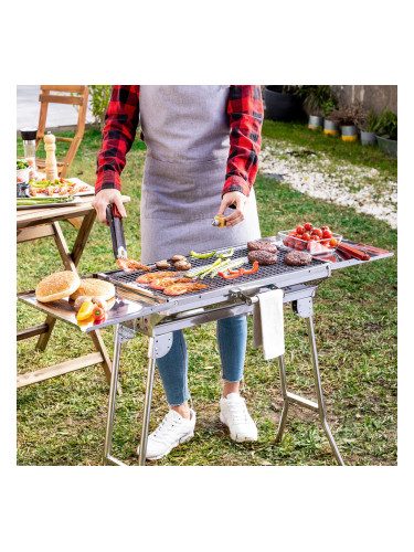 Сгъваемо Барбекю от Неръждаема Стомана за Дървени Въглища ExelQ InnovaGoods