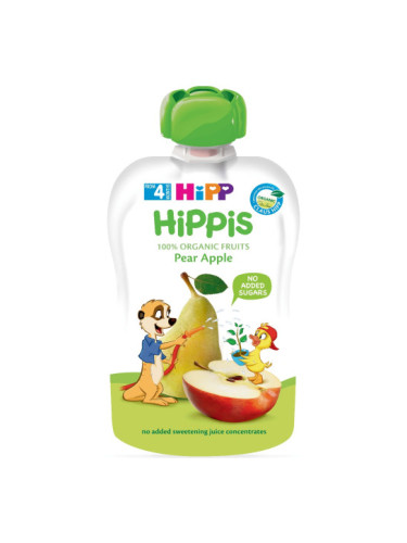 HIPPIS БИО Плодова закуска круши и ябълки 4+м. 100г