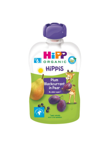 HIPPIS БИО Плодова закуска сливи с касис и круши 6+м. 100г