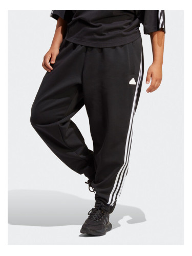 adidas Долнище анцуг Future Icons 3-Stripes Regular Tracksuit Bottoms (Plus Size) HT4703 Черен Regular Fit