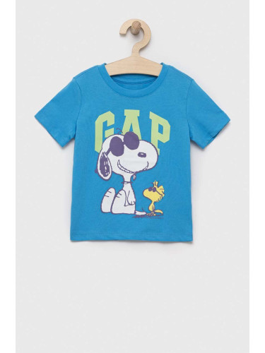 Детска тениска GAP в синьо с принт