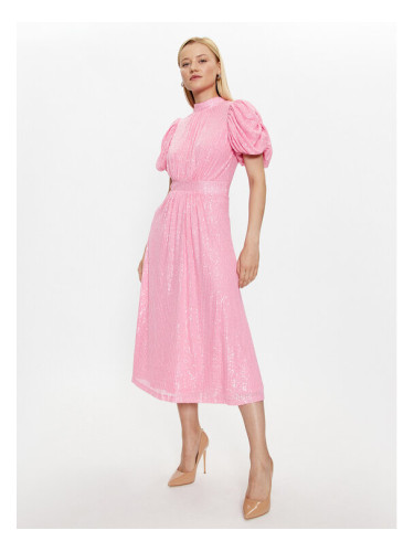 ROTATE Коктейлна рокля Sequins Puff Sleeve 100058224 Розов Regular Fit