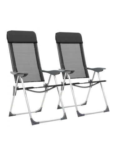 Sonata Сгъваеми къмпинг столове, 2 бр, черни, алуминий